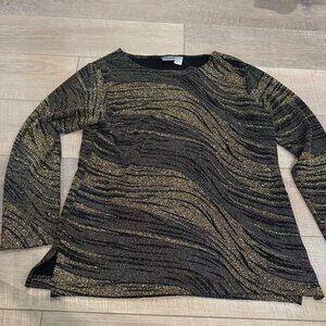CHICO'S CHICOS WOMENS TIGER GLAM GOLD LONG SLEEVE SWEATER NEW SIZE 3 US 16